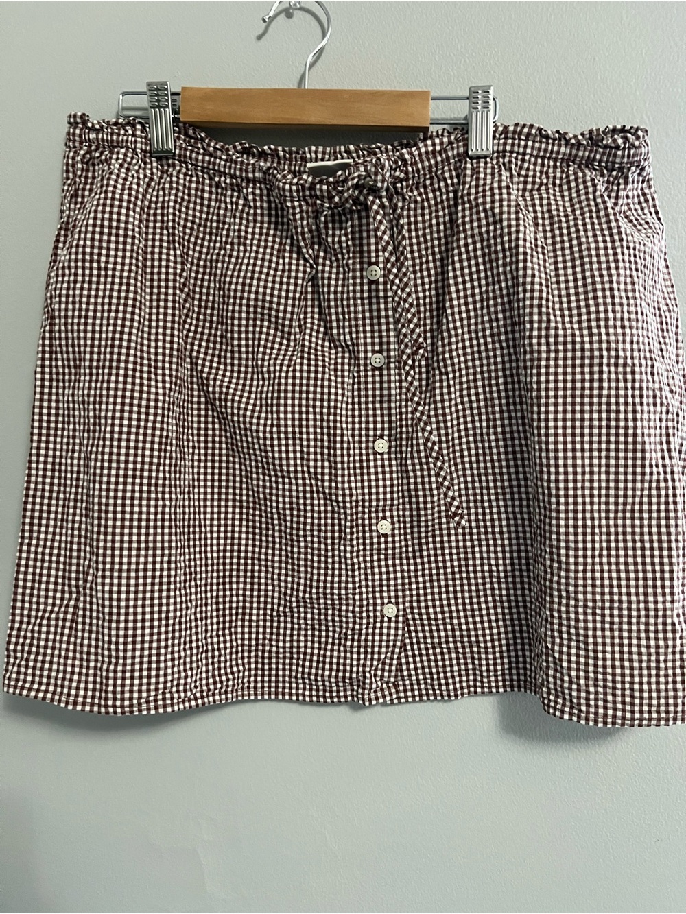 a new day Brown Gingham Button-Front Mini Skirt